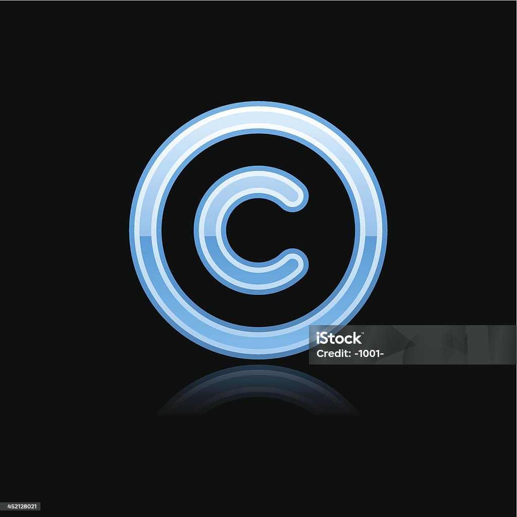 copyright placa azul de metal ícone chrome pictogram web botão à internet - Vetor de Acordo royalty-free