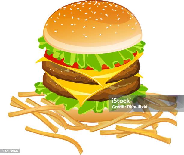 Vecteur Hamburger Et Des Frites Vecteurs libres de droits et plus d'images vectorielles de Aliment - Aliment, Alimentation lourde, Aliments et boissons