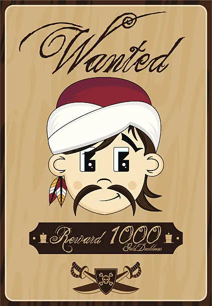 Vector illustration of Turban Pirate Wanted Poster