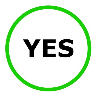 Green yes sign on white background