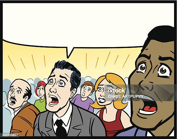 Comic Book Style Crowd In Fear Stock Illustration - Download Image Now - Comic Book, Cartoon, Surprise