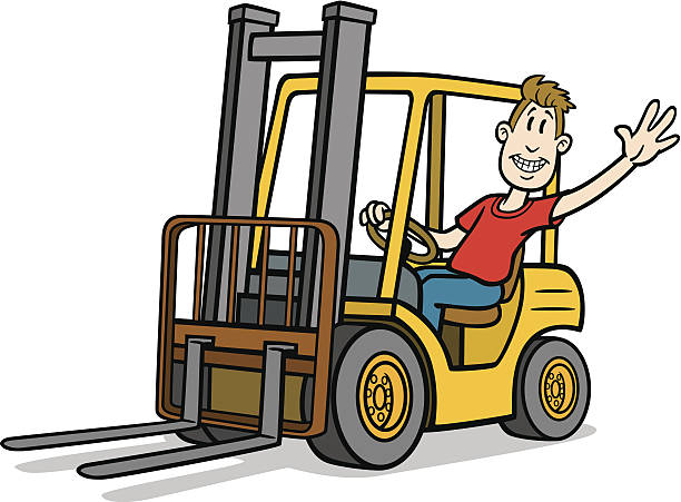 Cartoon Forklift Driver Great illustration of a cartoon forklift driver. Perfect for a forklift or warehouse illustration. EPS and JPEG files included. Be sure to view my other illustrations, thanks! pics of the man waving stock illustrations