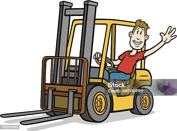 Cartoon Forklift Driver Stock Illustration - Download Image Now - Forklift, Driver - Occupation, Driving