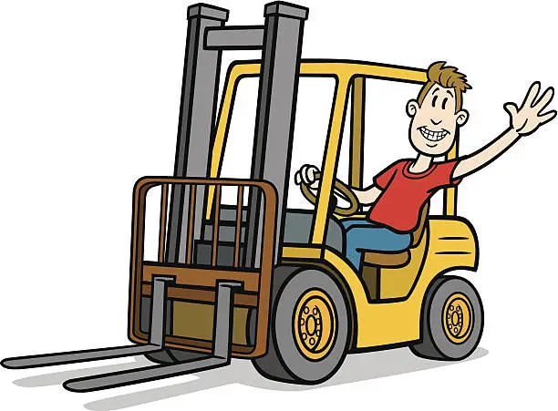 Vector illustration of Cartoon Forklift Driver