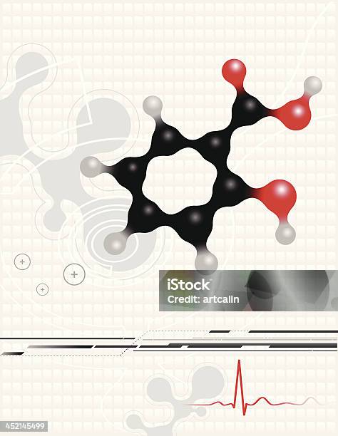 Молекула — стоковая векторная графика и другие изображения на тему Ацетилсалициловая кислота - Ацетилсалициловая кислота, Без людей, Белый
