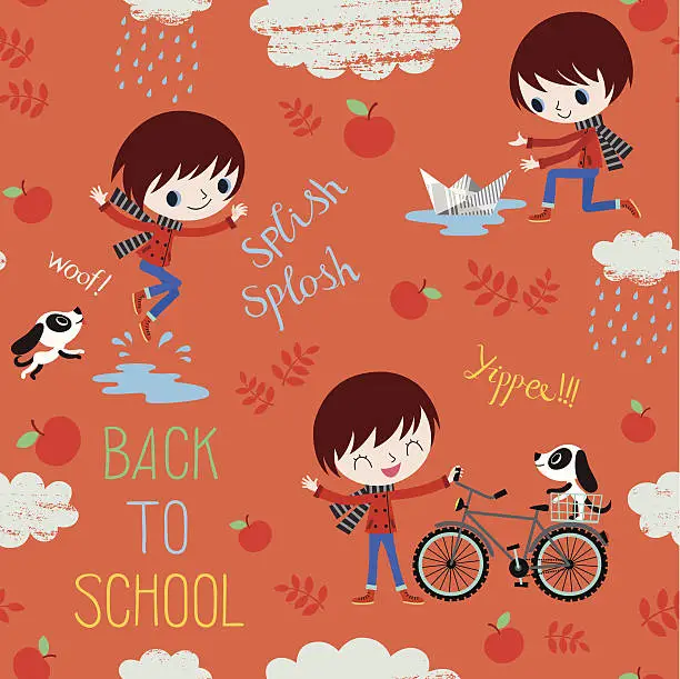 Vector illustration of Back to School. Autumn Pattern.
