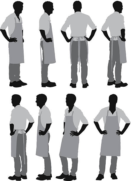 Man standing in apron vector art illustration