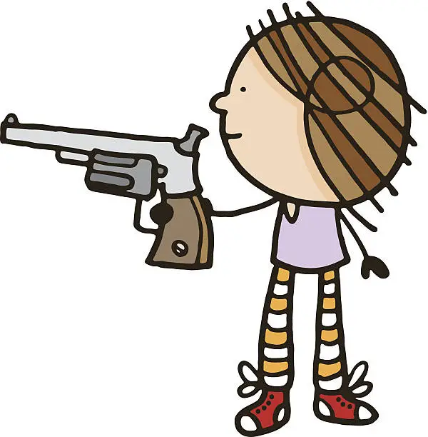 Vector illustration of Girl with gun