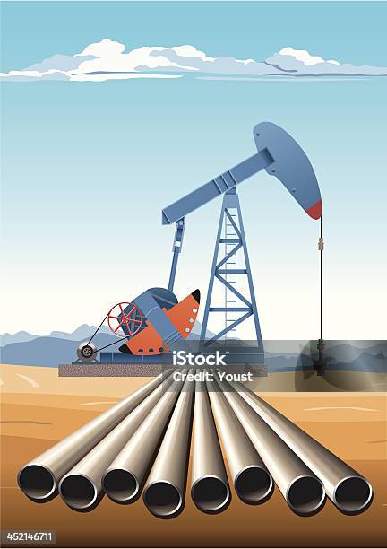 Нефть Насос Джек Труб — стоковая векторная графика и другие изображения на тему Нефтяной насос - Нефтяной насос, Бензин, Нефть