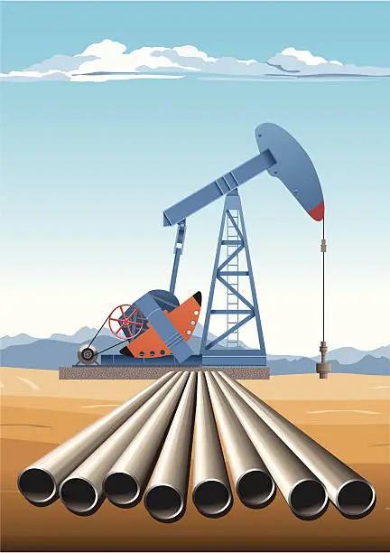 Vector illustration of Oil Pump Jack Pipes