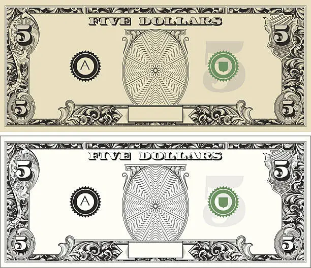 Vector illustration of Five Dollar Bill