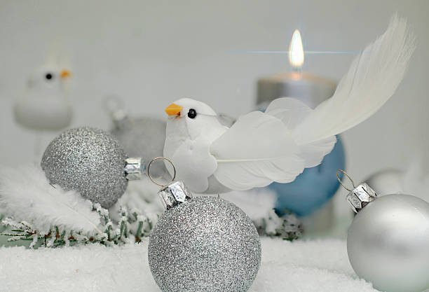 istock Christmas decorations with white and silver birds 452147013