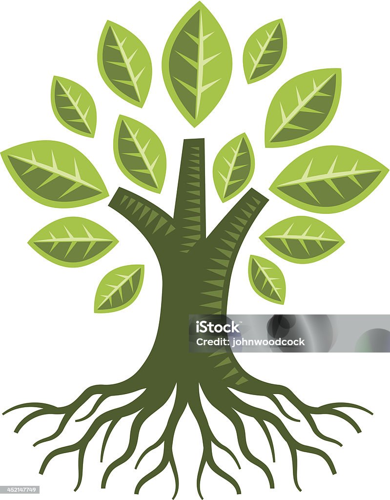 Piccolo albero e radici - arte vettoriale royalty-free di Albero