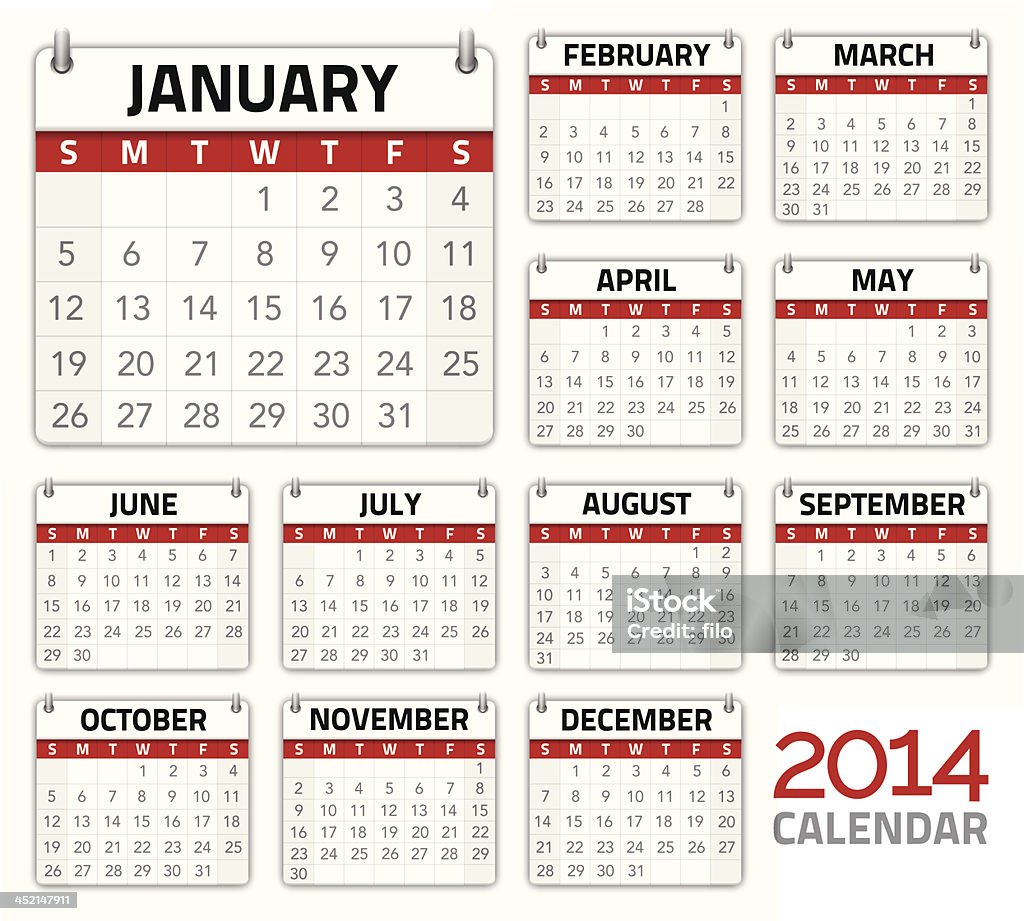 illustration vectorielle de 2014 calendrier planificateur - clipart vectoriel de 2014 libre de droits