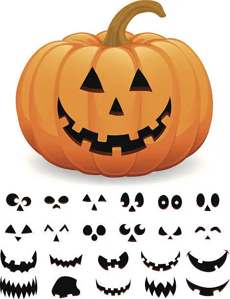 Vector illustration of Cheerful Halloween Pumpkin Jack  O' Lantern Vector Illustration