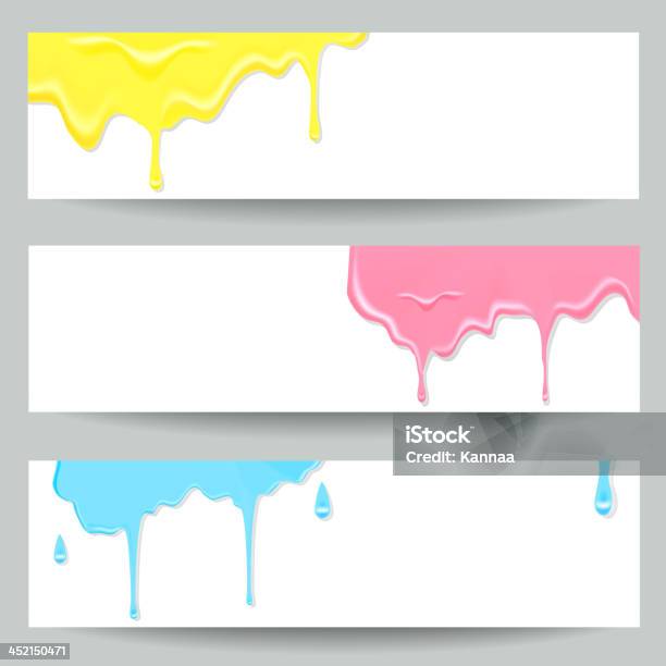 Trzy Kolorowe Farby Banery - Stockowe grafiki wektorowe i więcej obrazów Atrament - Atrament, Białe tło, Biały