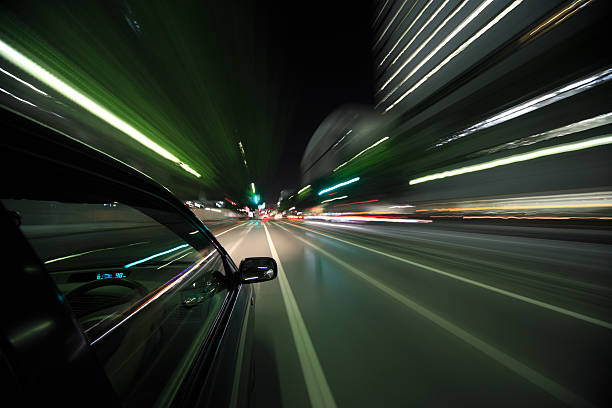 istock Night drive with car in motion. 452151151