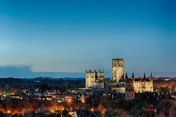 Durham Cathedral by Twilight Durham Cathedral photographed in twilight during the early evening in November. anglo saxon photos stock pictures, royalty-free photos & images