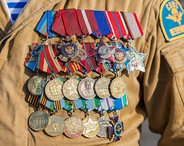 istock Different awards and medals on the russian military uniform 452152097