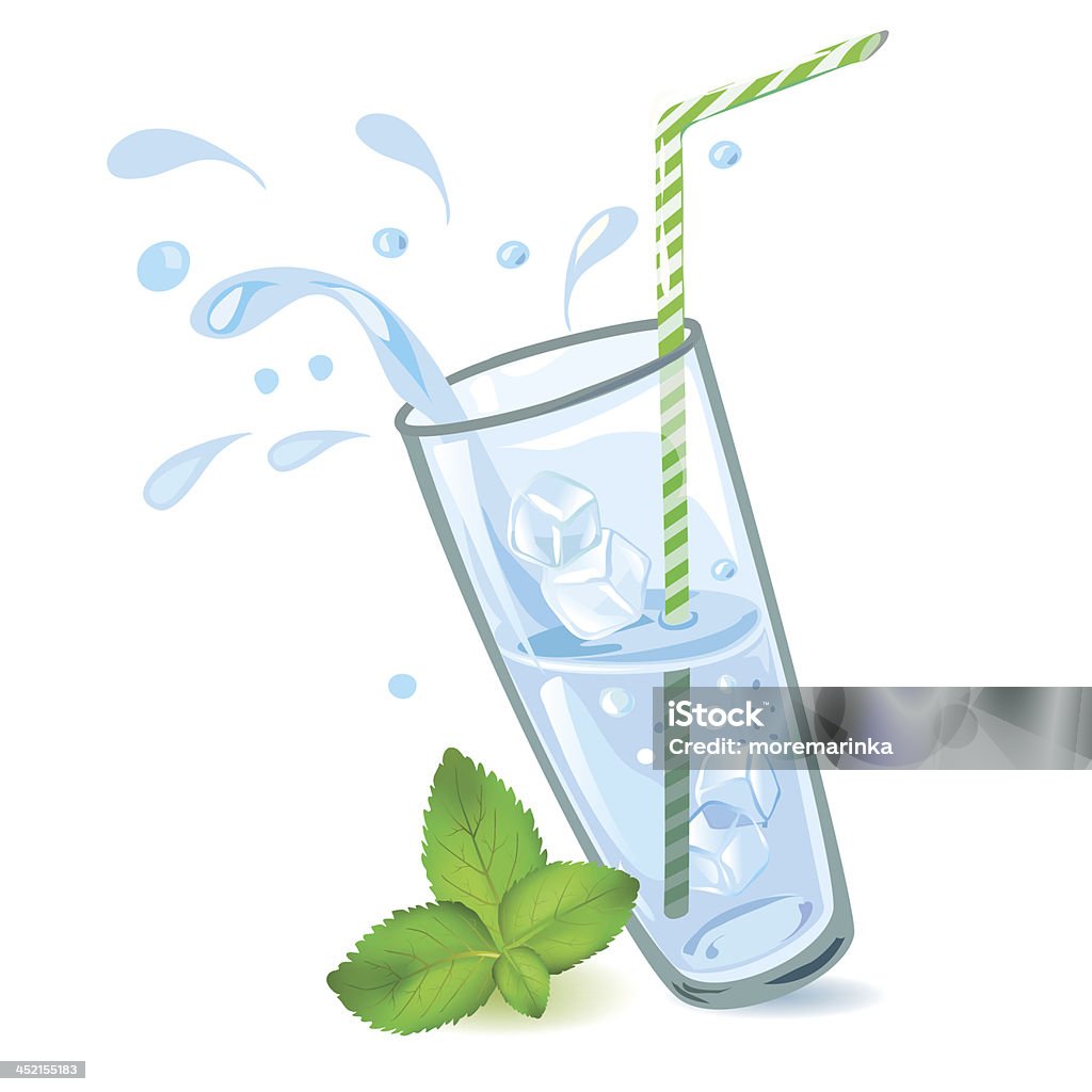 glass of water with ice and mint glass of water with ice and mint. vector illustration Backgrounds stock vector