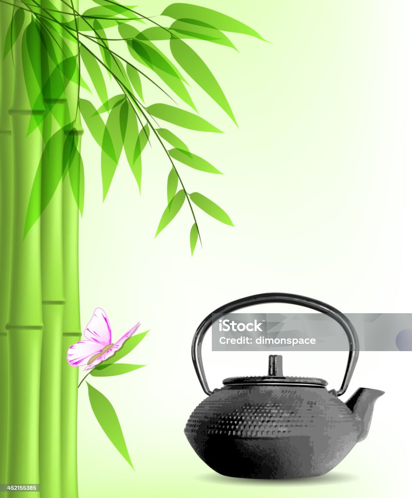 Bambù verde e tè - arte vettoriale royalty-free di Bambù - Graminacee