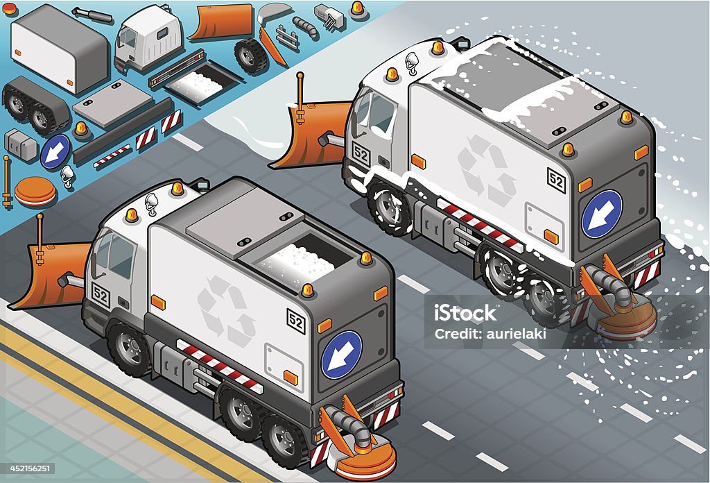 isometric Snow Plow Truck in Rear View This image is also available: Snowplow stock vector