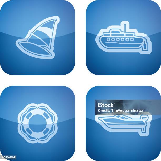 Navios E Embarcações - Arte vetorial de stock e mais imagens de Azul - Azul, Barco a Motor - Embarcação de Lazer, Boia - Equipamento Marítimo de Segurança