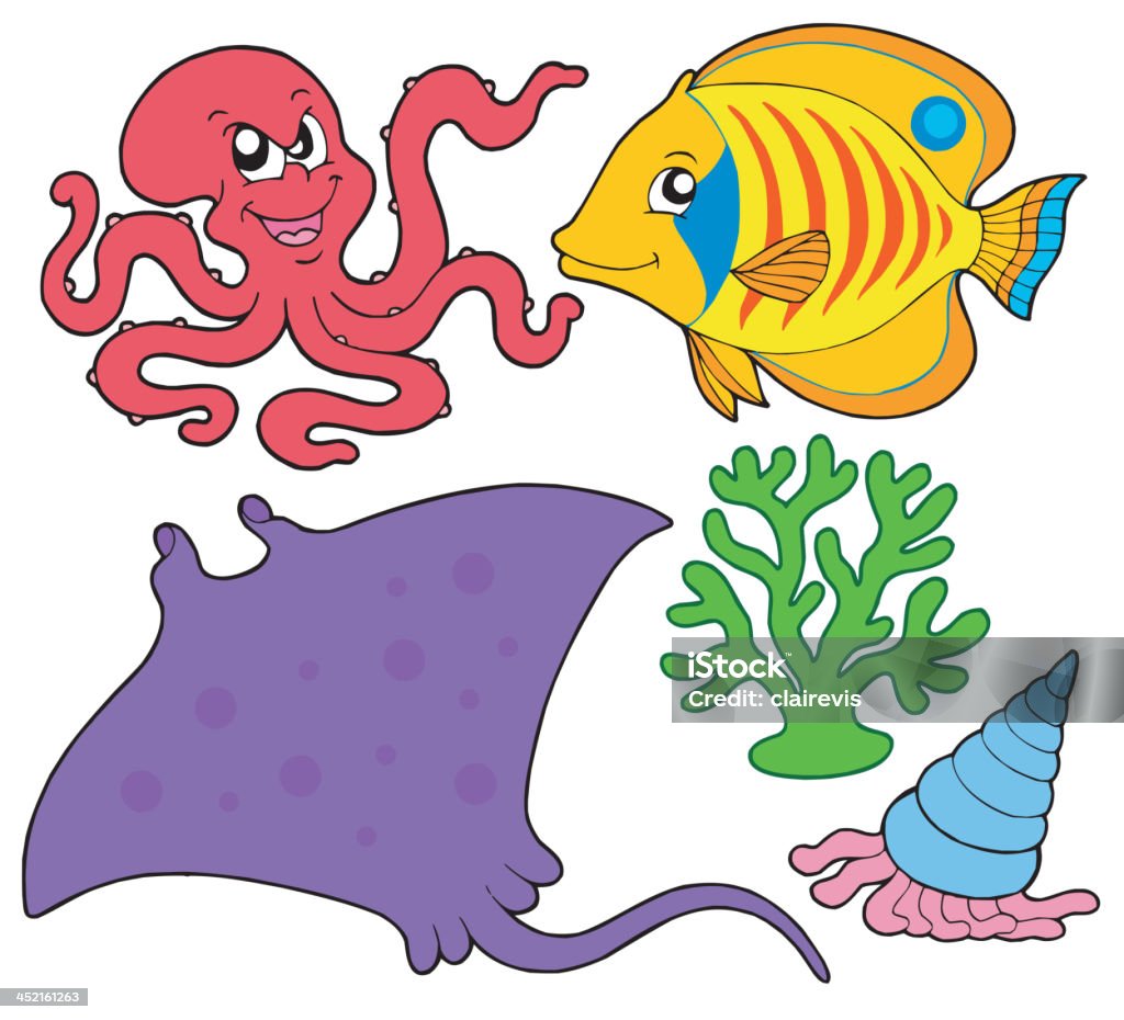 Mignon animaux marins collection 4 - clipart vectoriel de Anémone de mer libre de droits