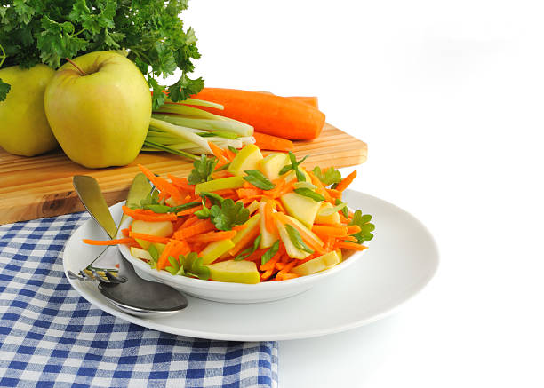 Preparing vegetables for making and fermenting homemade pickled mixed salad