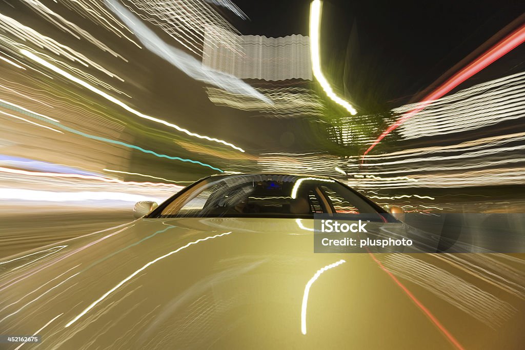 Velocidade drive em à noite, movimento turva de Carro - Royalty-free Alfalto Foto de stock