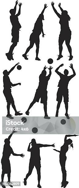 Ilustración de Silueta De Gente Jugando Voleibol y más Vectores Libres de Derechos de Contorno - Contorno, Silueta, Volear