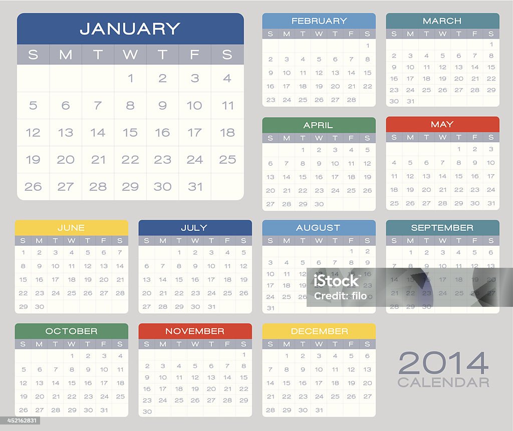 Un calendrier 2014 - clipart vectoriel de 2014 libre de droits