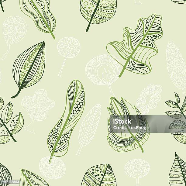 Bezszwowe Tło Leaf - Stockowe grafiki wektorowe i więcej obrazów Seamless pattern - Seamless pattern, Bazgroły - Rysunek, Liść