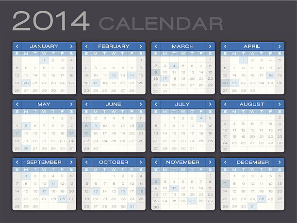 Detailed 2014 Calendar Detailed 2014 Calendar with separate layer showing major US holidays. Zoom in to see the detail. EPS 10 file. Transparency effects used on highlight elements. 2014 stock illustrations