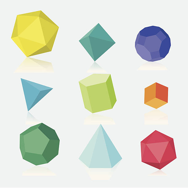 Colourful three dimensional solids Colourful three dimensional solids. Hi-res jpg file is included. platonic solids stock illustrations