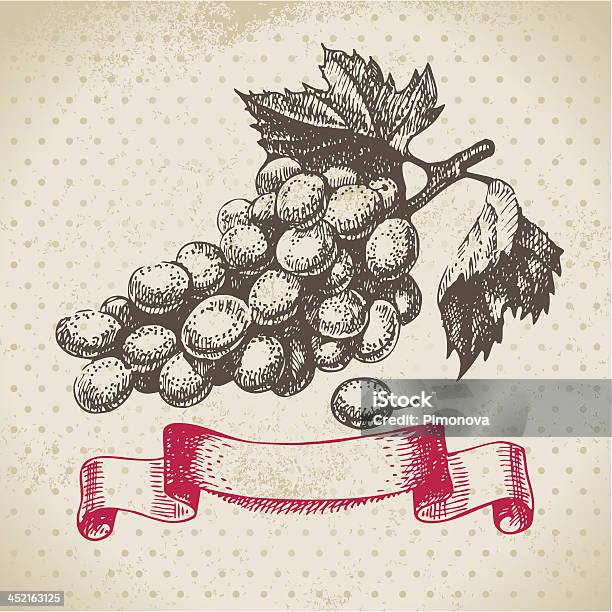 Ilustración de Vino Fondo Vintage Con Uvas y más Vectores Libres de Derechos de Alimento - Alimento, Anticuado, Antiguo