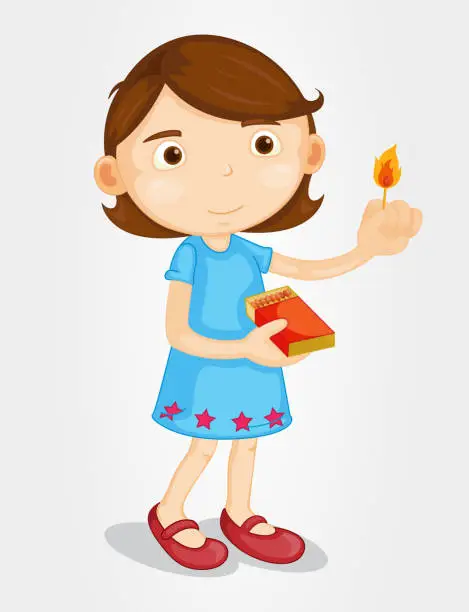 Vector illustration of Girl with lighted match