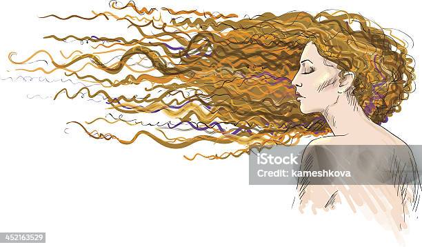 Ilustración de Ginger Chica De Pelo Roja Secador De Soplado Por El Viento y más Vectores Libres de Derechos de Mujeres