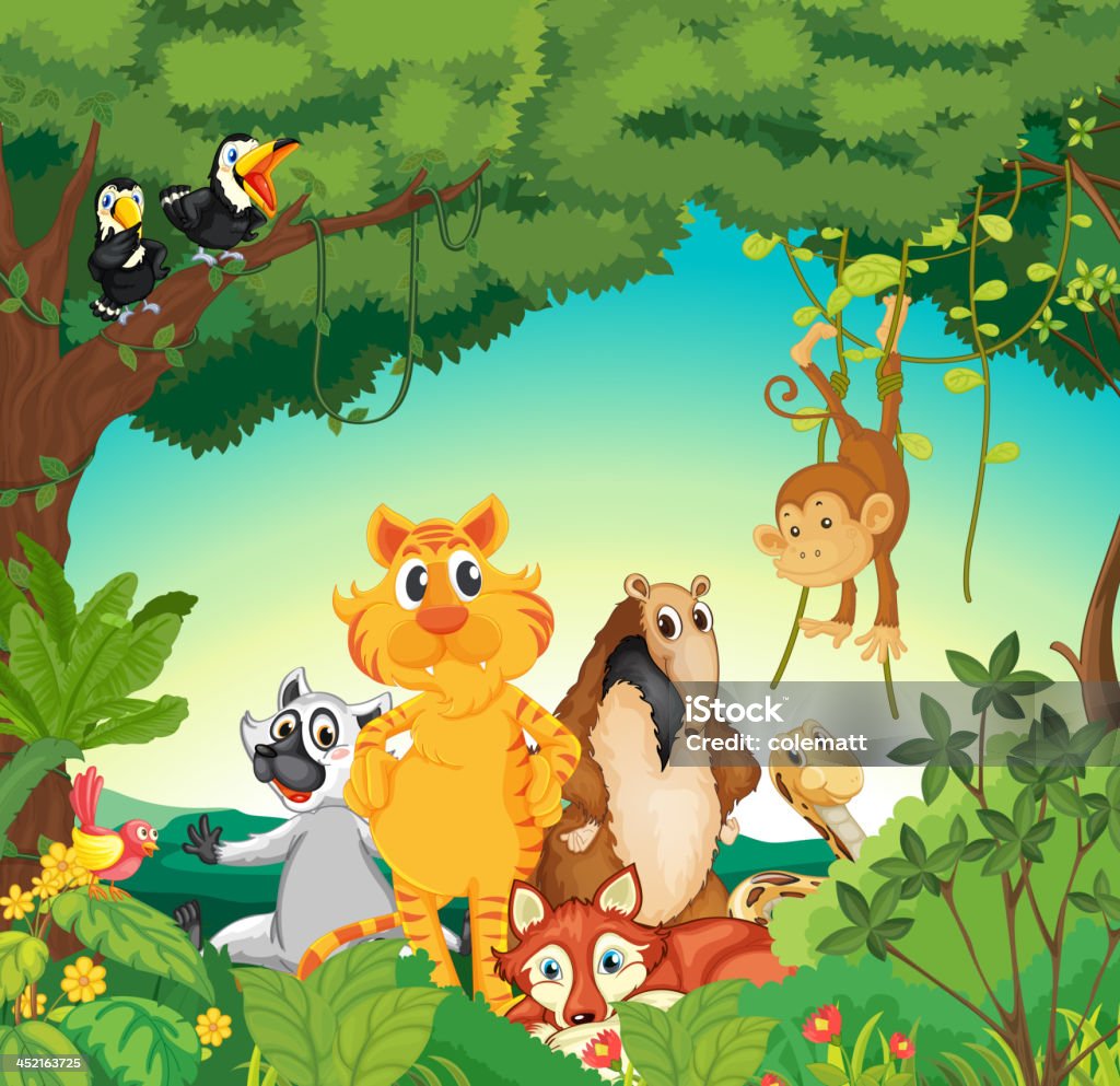 Zwierzęta w lesie - Grafika wektorowa royalty-free (Bez ludzi)