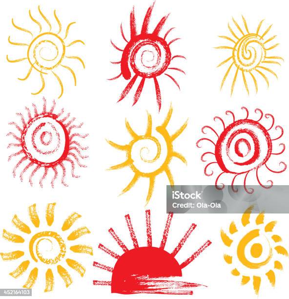 Ilustración de Suns Abstracto y más Vectores Libres de Derechos de Abstracto - Abstracto, Amarillo - Color, Calor