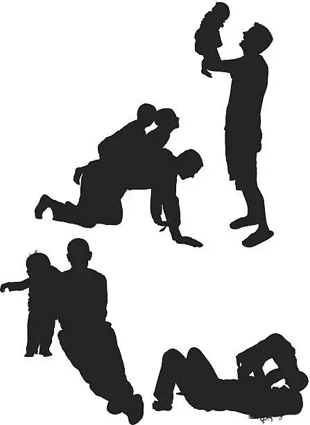 Vector illustration of Parents playing with their children