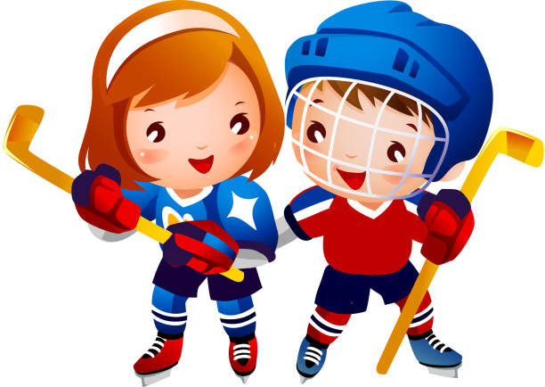 ice hockey player - ice hockey child childhood little boys stock illustrations