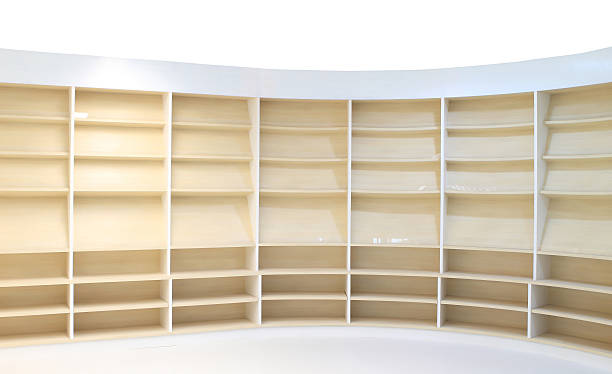 istock Blank wooden bookshelf 452167311