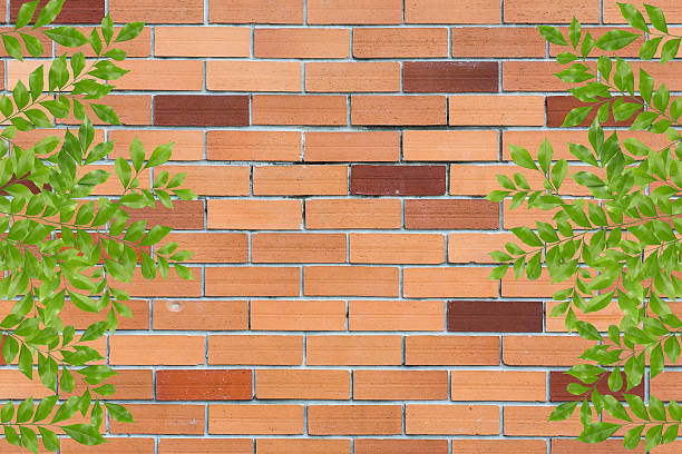 istock Red brick and green leaves frame 452167325