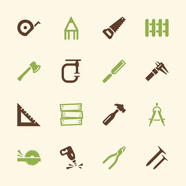 Vector illustration of Carpenter Icons - Color Series | EPS10