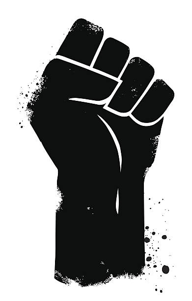 Fist Power Grunge fist illustration. Editable eps8 vector file. Splatters are in separate layer.  revolution stock illustrations
