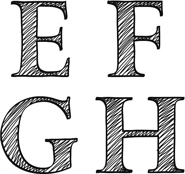 doodle эскиз алфавит букв efgh scribble - 4 h stock illustrations