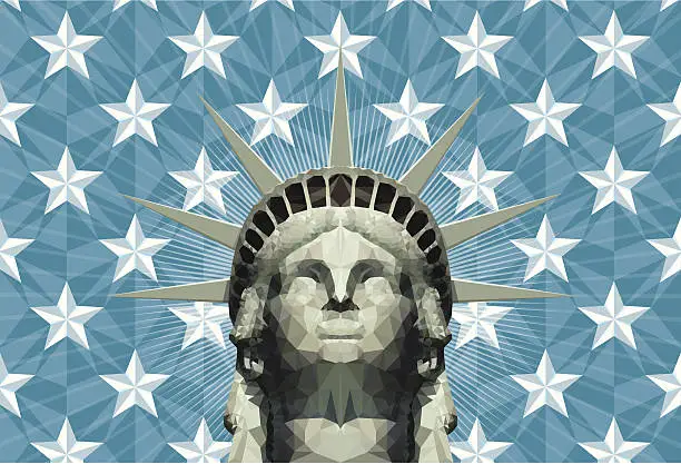 Vector illustration of statue of liberty in triangular shapes