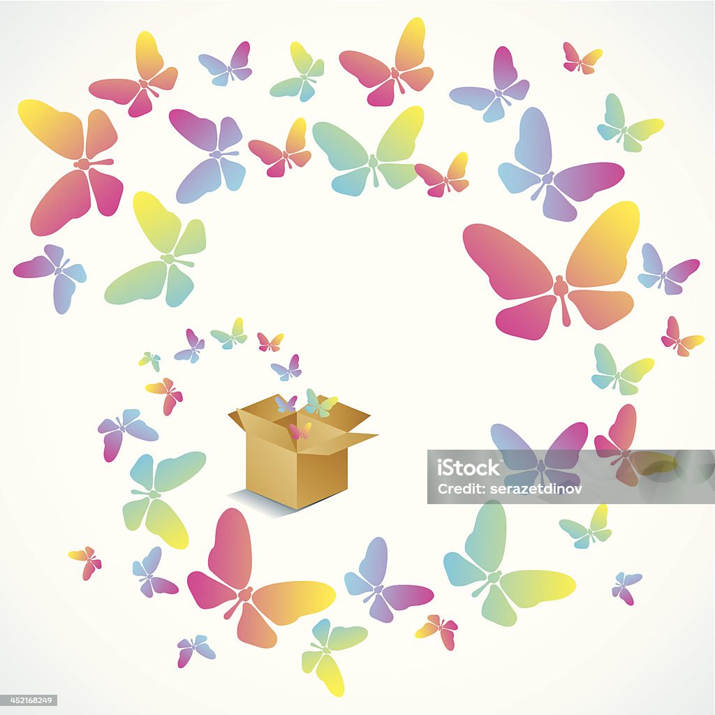 Offene Karton und die butterfly - Lizenzfrei Abstrakt Vektorgrafik