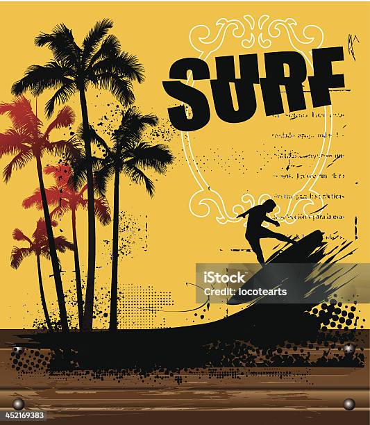 Surfposter Mit Holz Banner Stock Vektor Art und mehr Bilder von Abenteuer - Abenteuer, Athlet, Australien